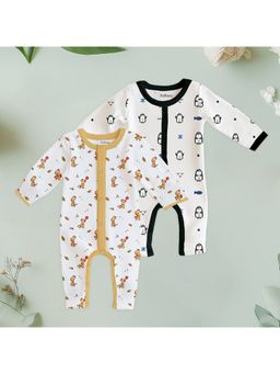 Kidbea - Full Sleeves Organic Cotton Printed Multicolour Romper (Pack of 2)