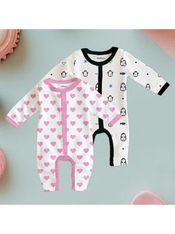 Kidbea - Full Sleeves Organic Cotton Printed Multicolour Romper (Pack of 2)