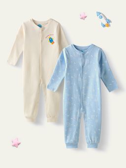 Nautinati - Baby Girls' CottonAll-over Galaxy Printed Jumpsuit with Snap Buttons
