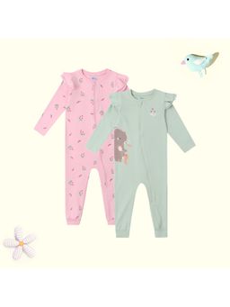 Nautinati - Infants Premium Cotton Graphic Printed Sleepsuits Multi-Color (Pack of 2)
