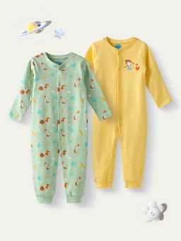 Nautinati - Infants Premium Cotton Graphic Printed Sleepsuits Multi-Color (Pack of 2)