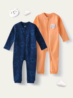 Nautinati - Infants Premium Cotton Graphic Printed Sleepsuits Multi-Color (Pack of 2)