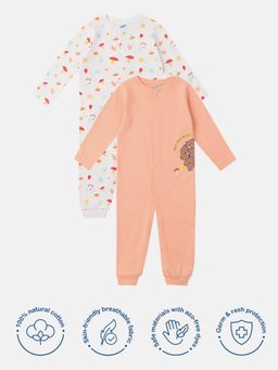 Nautinati - Infants Premium Cotton Graphic Printed Sleepsuits Multi-Color (Pack of 2)