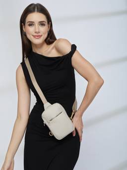 Anekaant - Drift Ivory Polyester Solid Crossbody Bag