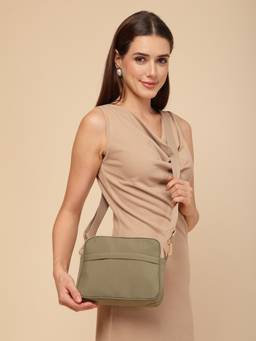 Anekaant - Drift Sage Green Polyester Solid Sling Bag
