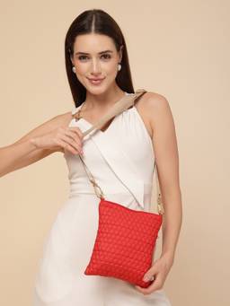 Anekaant - Drift Red Polyester Teardrop Quilted Sling Bag