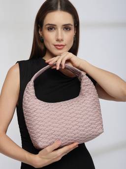 Anekaant - Drift Dusty Pink Polyester Wave Quilted Handbag