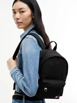Tommy Hilfiger - Solid Black Polyester Backpack