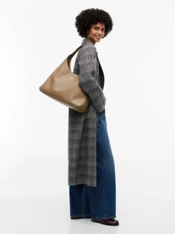 Tommy Hilfiger - Solid Beige Polyurethane Hobo Shoulder Bag