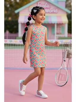 TINY GIRL - Barbie Sleeveless Hearts Printed Dress