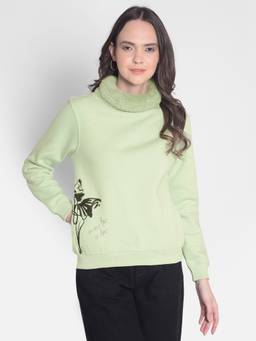 CRIMSOUNE CLUB - Women's Green Printed Sweatshirt