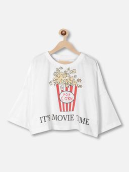 Natilene - Girls Graphic Drop Shoulder Pure Cotton T-shirt