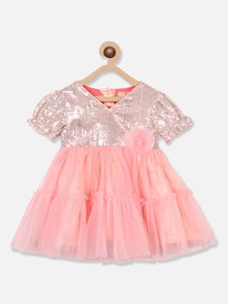 Nautinati - Embellished Sequined Net Fit Flare Dress