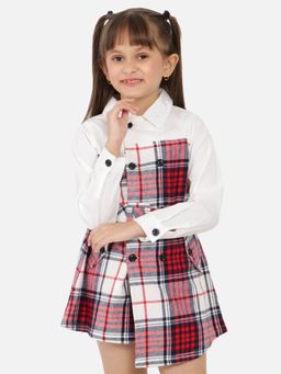 Nautinati - Girls Checked Pure Cotton Shirt Dress