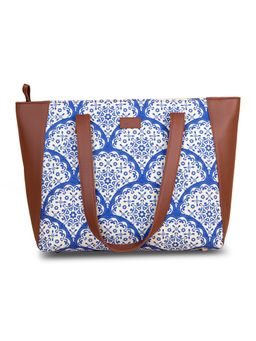 Zouk - Women Handcrafted Floral Side Tote Bag & Handbag for Office and College-Blue