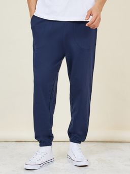 Styli - Mens Navy Blue Cotton Earth Friendly Oversized Terry Joggers