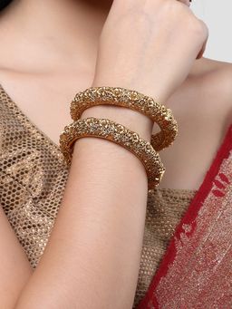 Karatcart - Gold Plated Set Of 2 Elephant Design Bangle For Women