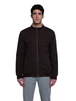 WILDCRAFT - Men Cotton Solid Plain Dark Brown Jacket