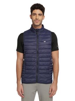 WILDCRAFT - Men Nylon Solid Plain Jacket-Navy Blue