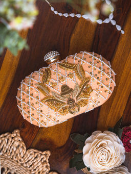 NR by Nidhi Rathi - Embellished Peach Clutch
