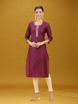 Cotton Culture - Elegant Purple Embroidered Kurta