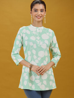 Cotton Culture - Green Floral Printed Cotton Casual Kurti