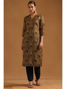 Soch - Gold Floral V-Neck Kurta