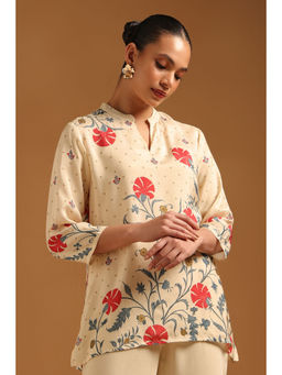 Soch - Cream Floral Mandarin Neck Tunic