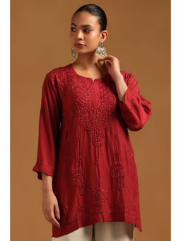 Soch - Red Embroidered Round Neck Tunic