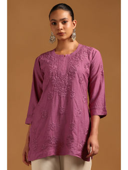 Soch - Mauve Embroidered Round Neck Tunic