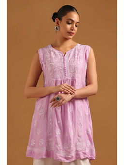 Soch - Purple Embroidered Round Neck Tunic