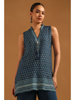 Soch - Blue Printed V-Neck Tunic