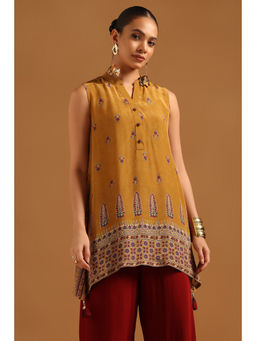 Soch - Mustard Printed Mandarin Neck Tunic