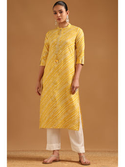 Soch - Yellow Stripes Mandarin Neck Kurta