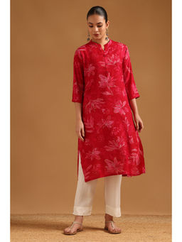 Soch - Pink Floral Mandarin Neck Kurta