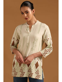 Soch - Beige Geometric Mandarin Neck Tunic