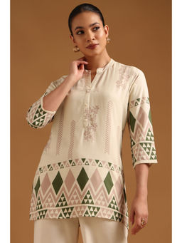Soch - Beige Geometric Mandarin Neck Tunic