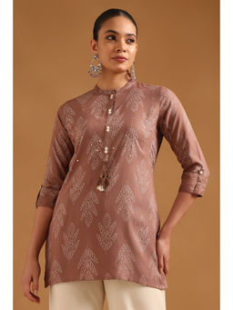 Soch - Brown Printed Mandarin Neck Tunic