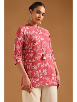 Soch - Pink Floral Mandarin Neck Tunic
