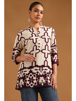 Soch - Purple Floral Mandarin Neck Tunic