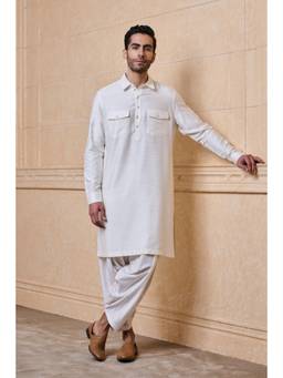 TASVA - Ivory Pathani Silk Blend Kurta Set