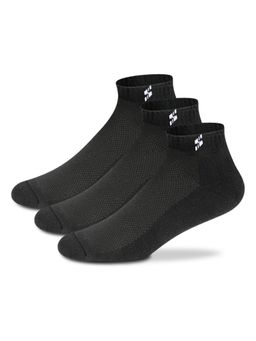 Supersox - Black Half Terry Cushion Special Design Sneaker Length Socks For Men (Pack of 3)