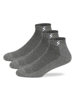 Supersox - Grey Half Terry Cushion Special Design Sneaker Length Socks For Men (Pack of 3)