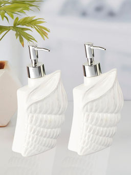 Kookee - Ceramic Soap Dispenser for handwash-White (Set of 2)