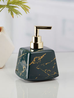 Kookee - Ceramic Soap Dispenser for handwash for Bathroom-Green-Gold