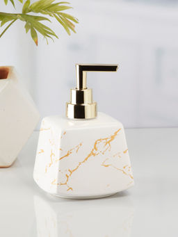 Kookee - Ceramic Soap Dispenser for handwash for Bathroom-White-Gold