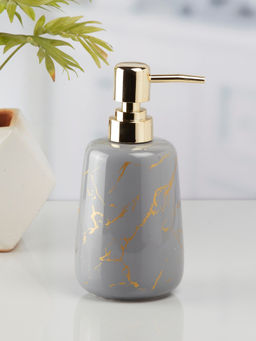 Kookee - Ceramic Soap Dispenser for handwash for Bathroom-Grey-Gold