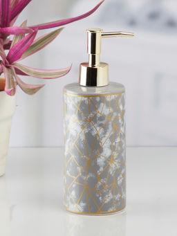 Kookee - Ceramic Soap Dispenser for handwash for Bathroom-Grey-Gold