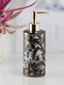 Kookee - Ceramic Soap Dispenser for handwash for Bathroom-Black-Gold