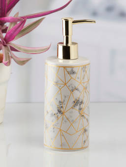 Kookee - Ceramic Soap Dispenser for handwash for Bathroom-Grey-Gold